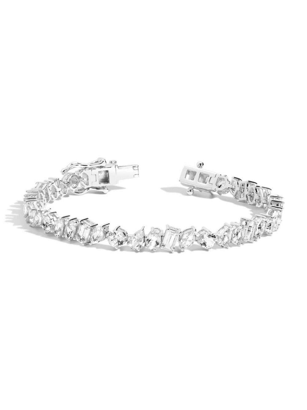 Aurate Lab Grown White Sapphire Mixed Shape Tennis Bracelet